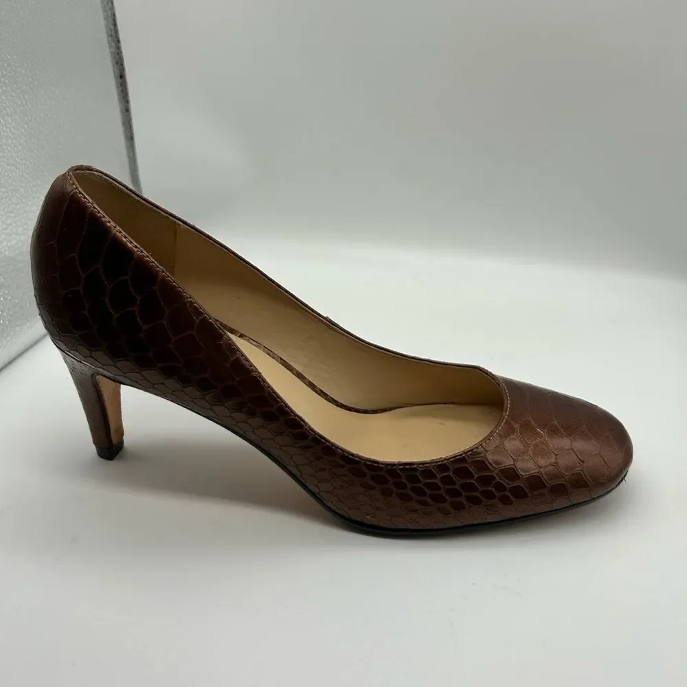 Talbots Leather Snakeskin Pumps in Bronze Size 7B